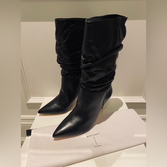 Brand new BLACK SUEDE STUDIO Leather Heeled Boots - Picture 2 of 6